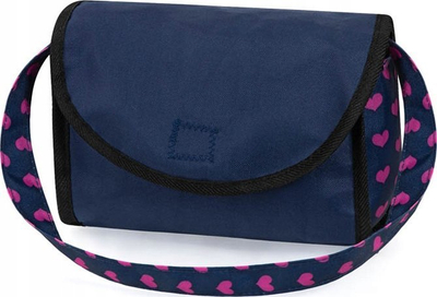 Karrocë lodrash Bayer Design Twin Star, për kuklla 46cm, me çantë shpatulle, blu rozë me njëbrirësh