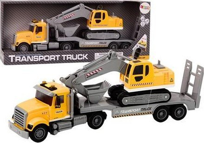Lodër kamion eskavator Lora Truck Crawler, me drita edhe tinguj, me telekomandë, e verdhë