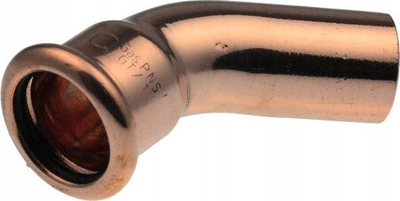 Fiting këndor bakri Tiemme 45°, 18mm, me vulë EPDM