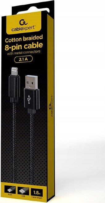 Kabllo Gembird, USB A / Lightning, 1.8 m, e zezë