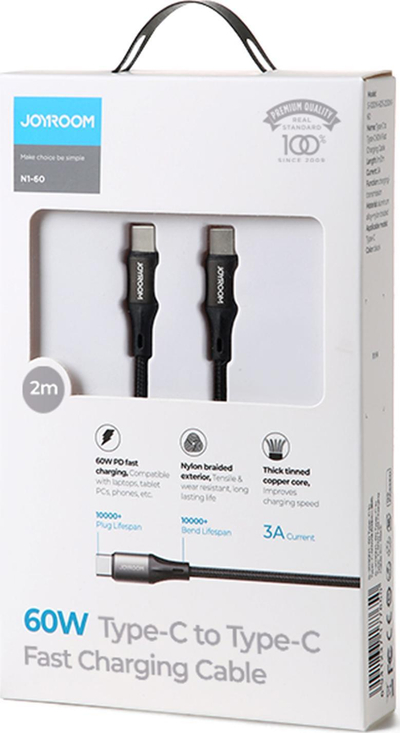 Kabllo USB C Joyroom N1 60, 60W, 2m, e zezë
