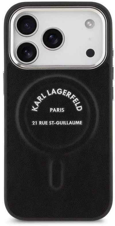 Mbulesë telefoni Karl Lagerfeld Leather Karl RSG Logo MagSafe, për iPhone 17 Pro Max, e zezë