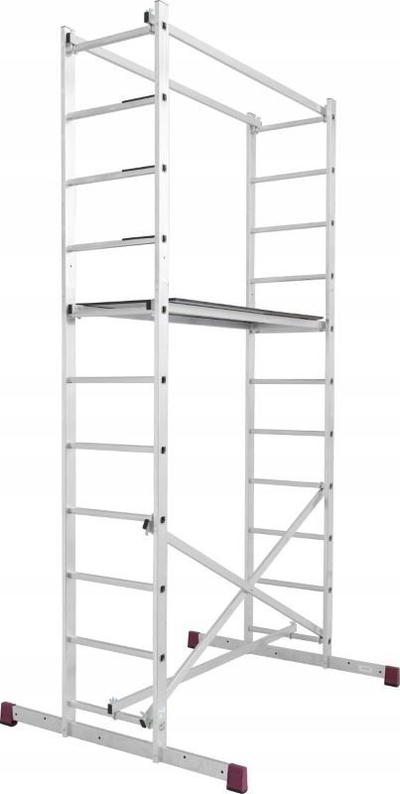 Skelë pune alumini Okruch, lartësi 5 m, platformë 150x56 cm, ngjyrë argjend