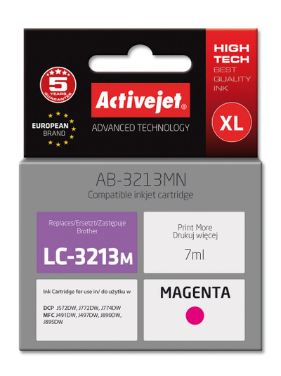 Ngjyrë për printer Activejet AB-3213MN (zëvendësim për Brother LC3213M), 7 ml, vjollcë