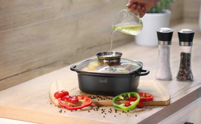 Tiganë furre Berretti Pot Roaster 2in1, 2.5 L, 20 x 20 cm, gri me granit
