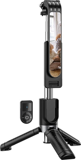 Shkop selfie me tripod Borofone BY9 Streamer, bluetooth, me telekomandë, ngjyrë e zezë