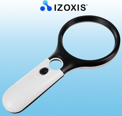 Lupë Izoxis 22670, me LED, zmadhim i dyfishtë, bardh e zi