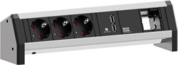 Panel elektrik tavoline Bachmann Desk 902.0253, 3x prizë me kontakt mbrojtës, 1x karikues USB, lidhje GST18