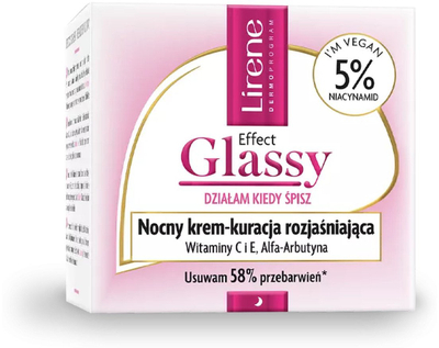 Krem nate për fytyrë Lirene Effect Glassy Night Cream, efekt ndriçues, 50 ml