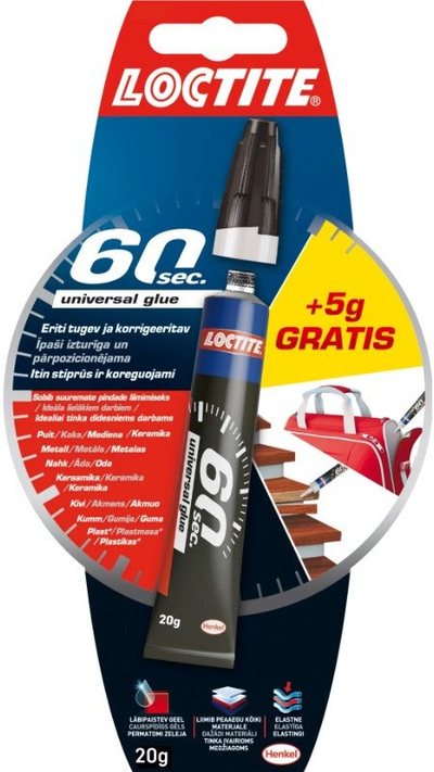 Универзален лепак Loctite 60 Sec, еластичен, 20 g, проѕирен