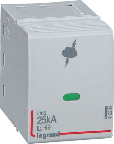 Kasetë zëvendësuese për mbrojtës rrufeje Legrand 412284, T1/T2 25 kA, gri