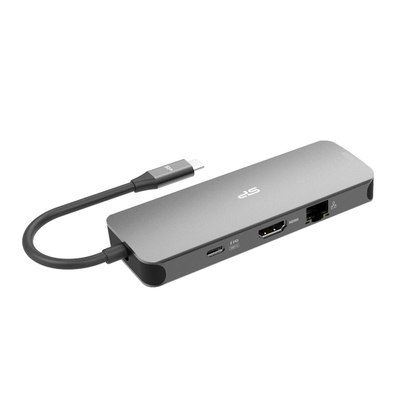 Докинг станица SPU3C08DOCSR300G, USB-C, 100W, 8 порти, сребрена
