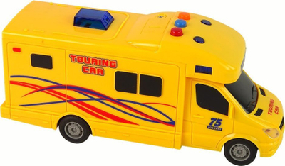Lodër kamper makinë Auto Camper Trip, me fërkim, me drita edhe zë, e verdhë