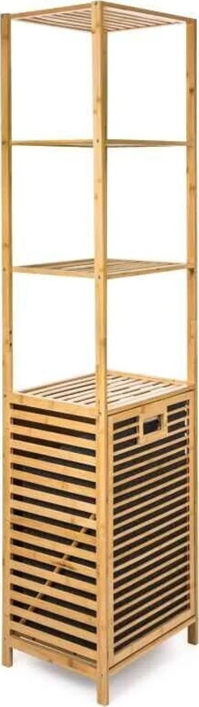 Kosh rrobash G21 Laundry Basket, 30L, me 4 rafte, bambu natyrale