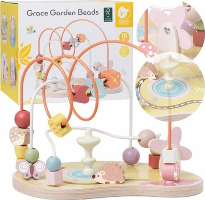 Lodër edukative Classic World Grace Garden Beads CL20189, labirint me rruza, dru, shumëngjyrëshe