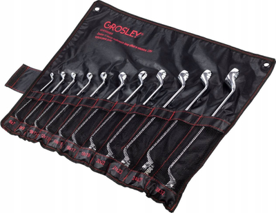 Set çelësa unazorë të lakuar Grosley GR50089, 11 copë, 6–32 mm, në çantë