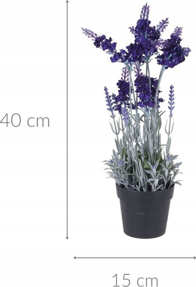 Bimë artificiale lavandë në vazo, 40 cm, vjollcë