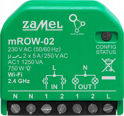 Kontrollues ndriçimi Zamel Supla mROW-02, mini WiFi, 2 kanale