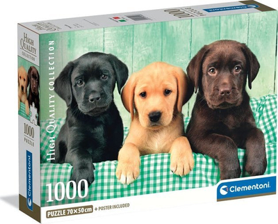 Puzzle Clementoni Three Labradors, 1000 pjesë, High Quality Collection