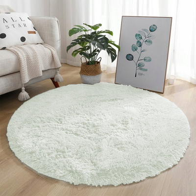 Тапет Living тркалезен шаги мек плюшен килим Circle 100, 100 см, противклизен, white lime