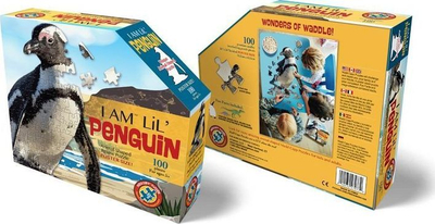 Puzzle Madd Capp Jr I Am Lil Penguin, 100 pjesë, formë pingwini, shumëngjyrësh