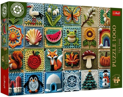 Puzzle Trefl Tea Time Crocheting Four Seasons, 1000 copa, seri Premium Plus, shumëngjyrësh