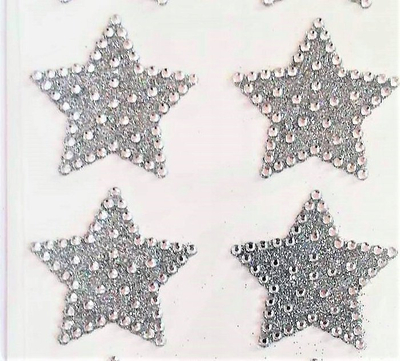 Ngjitëse dekorative Titanum Stars, diametër 40mm, 12 copë, argjendi