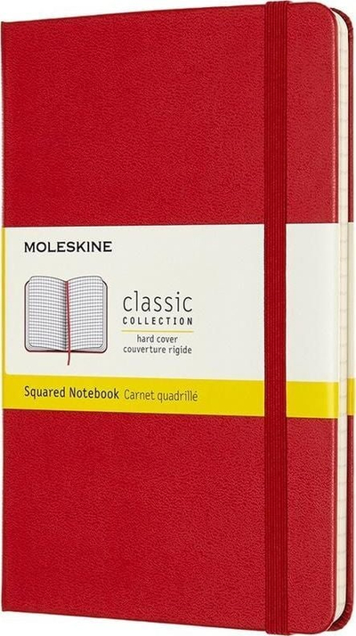 Fletore Moleskine Classic, 11.5x18, me katrorë, e kuqe