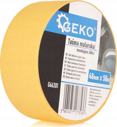 Маскирачка лента GEKO Paper Masking Painters Tape, 50m, 48mm, жолта