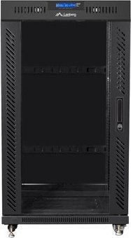Kabinet rack në këmbë Lanberg 19" 22U, 600x800, me derë xhami, i zi