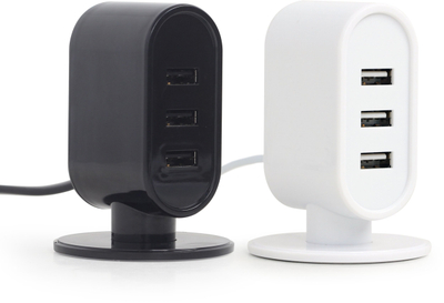 Работен полнач Gembird EG-U3C3A-01-MX, 3 USB порти, за мобилни уреди, црн и бел