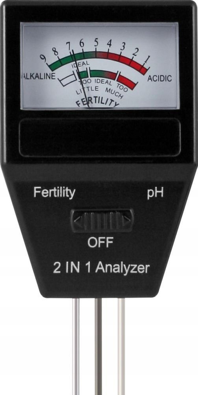 Matës toke Biogród 2 në 1 Soil Tester, pH edhe pjellori, analog, i zi