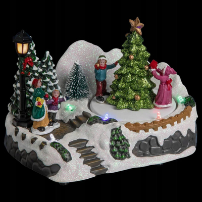 Dekor Krishtlindjesh Fééric Christmas Town, skenë dimri, 6 LED me shumë ngjyra, shumëngjyrëshe