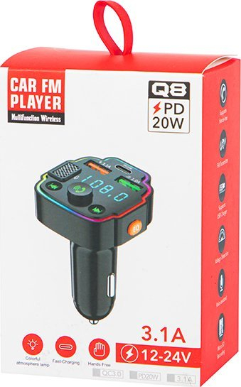 FM предавател Blow 74-176, Bluetooth 5.0, PD 20W RGB, црн