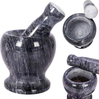 Havan guzhine graniti, për erëza dhe bimë, gri