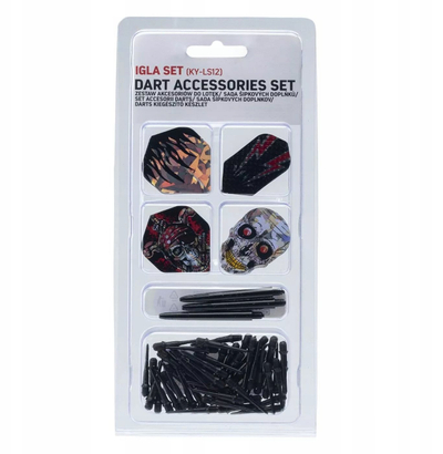 Set aksesorësh dart IGLA SET, 12 pendë, 50 maja të buta, shumëngjyrëshe