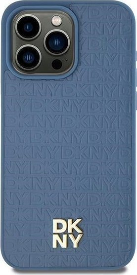 Husë telefoni DKNY DKHMP15SPSHRPSB për iPhone 15 14 13 6.1", hardcase lëkurë eko, MagSafe, blu