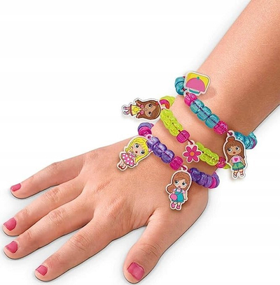 Set kreativ SES Creative 14744 Glass Beads Bracelets, byzylykë me rruaza qelqi, shumëngjyrëshe