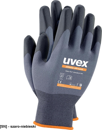Doreza pune Uvex Athletic Allround 6002808, masa 8, EN 388:2016, gri e errët