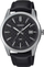 Orë burrash Casio MTP VD03L 1A, analoge, me rrip lëkure, e zezë me të bardhë