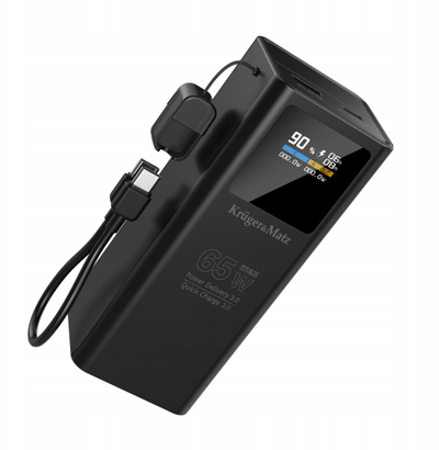 Надворешна батерија Kruger&amp;Matz KM0914, 20000mAh, 65W, црна