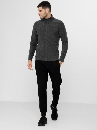 Флис блуза за мажи 4F H4Z22 PLM350, Regular Fit, со патент, црна меланж