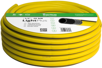 Zorrë kopshti Vartco Light Plus, 1/2", 20m, e verdhë