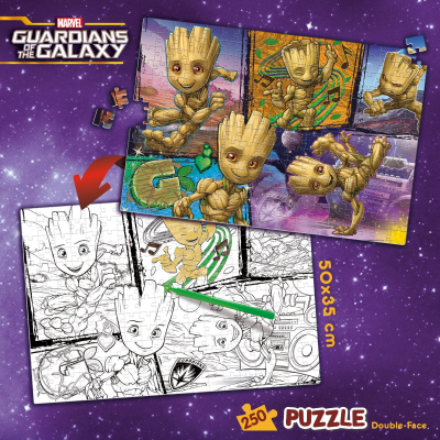 Puzzle Lisciani Disney Marvel Groot, 250 copa, me dy anë, shumëngjyrësh