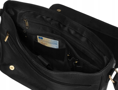 Торба за лаптоп Петерсон Spacious Leather, 15\", природна кожа, црна