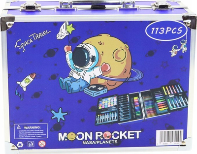 Set vizatimi Lean Toys Cosmos, 133 pjesë, në valixhe palosëse, shumëngjyrësh