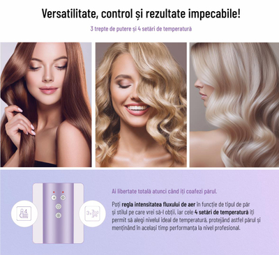 Stajler flokësh Heinner HAS-H13BLDC-V4, 1300W, shumëfunksional, rozë