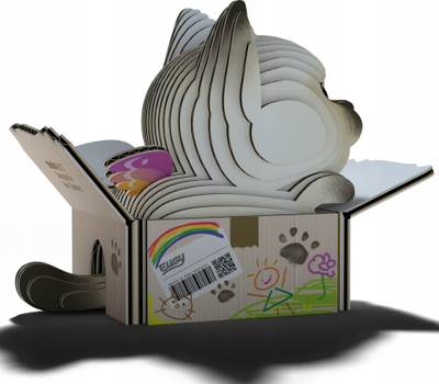 Puzzle 3D Safari Ltd Eugy Cat Mocha, komplet për ndërtim, për kalamaj