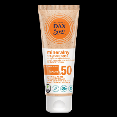 Krem dielli mbrojtës Dax Sun Mineral Protective, SPF 50, 75 ml, i bardhë