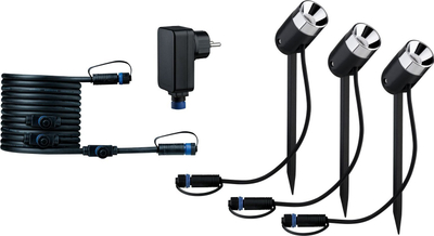 Set spotesh kopshti Paulmann Plug &amp; Shine 94242, LED 10.5W, dritë e ngrohtë e bardhë, ngjyrë antracit